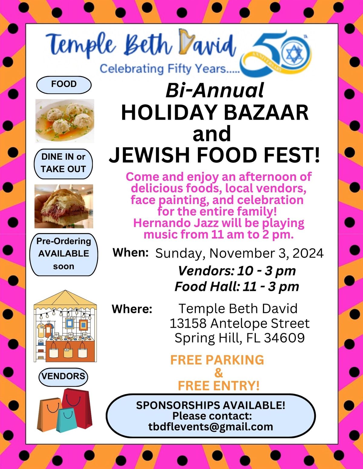 TBD's Bi-Annual Holiday Bazaar & Jewish Food Fest