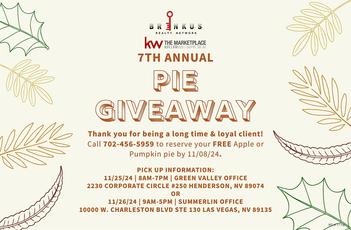 Brenkus Realty Network's 7th Annual Client Appreciation Pie Giveaway