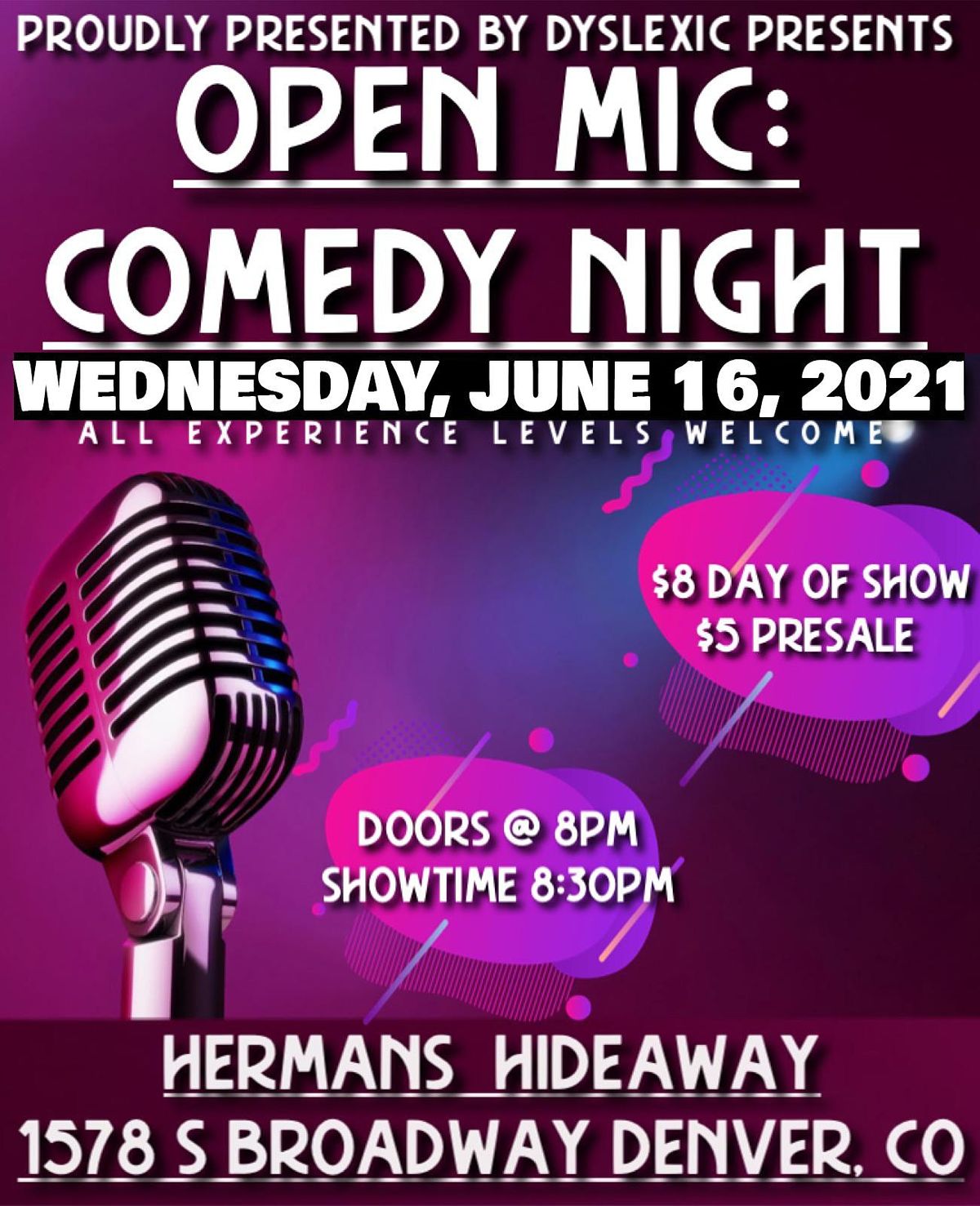 OPEN MIC COMEDY NIGHT | OPEN SIGN UP | ALL EXP. LEVELS