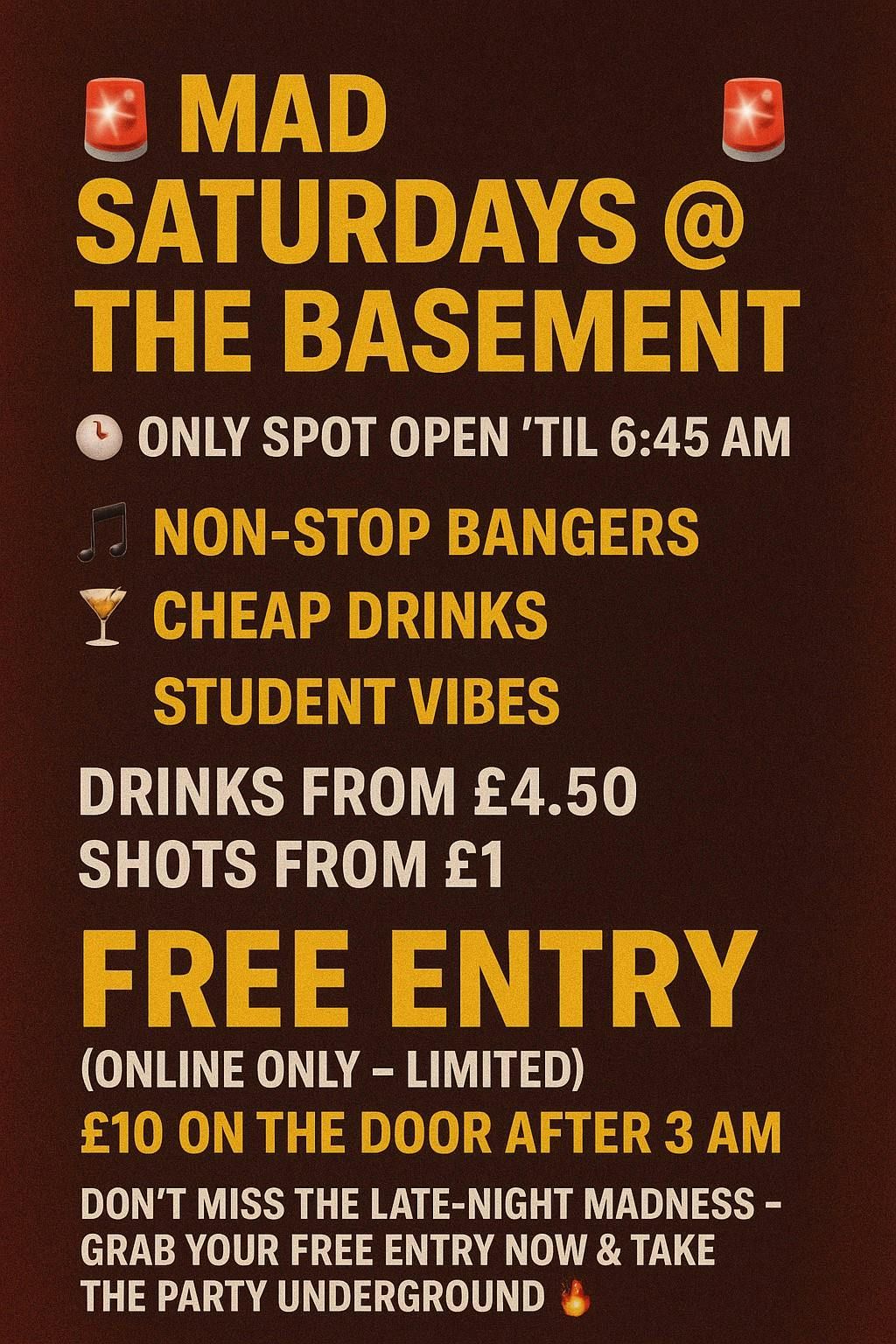 \ud83c\udf89 SAT MADs @ THE BASEMENT \u2013 AFTER PARTIES \ud83c\udf89