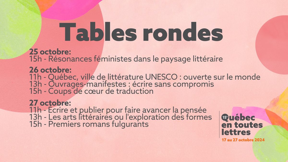 Trois journ\u00e9es de tables rondes