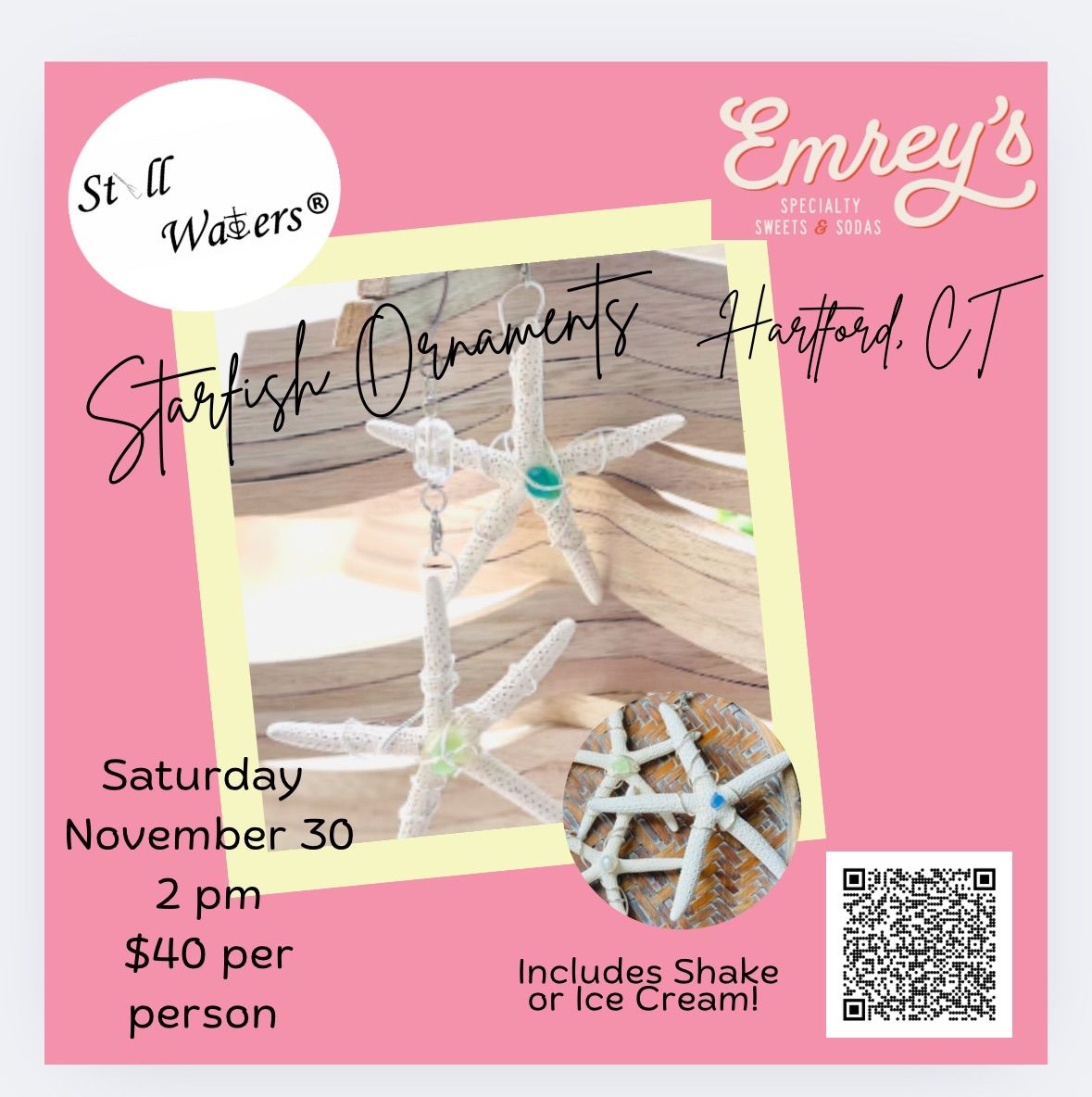 Starfish Ornaments at Emreys with Shake or Ice Cream Included!