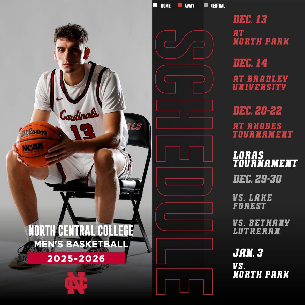 North Central College Cardinals at Bradley Braves Mens Basketball at Peoria Civic Center - Carver Arena