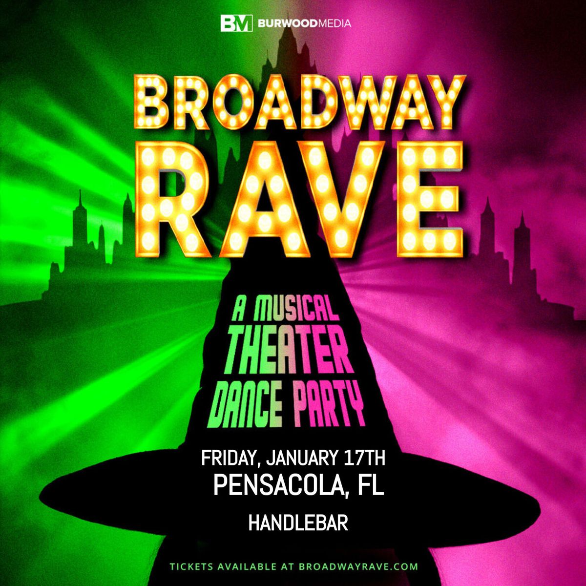 1\/17 BROADWAY RAVE - Dance Party - at The Handlebar in Pensacola!