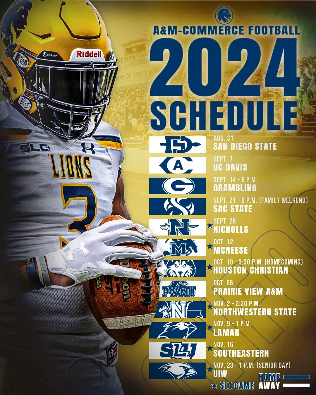 Texas A&M-Commerce Lions at McNeese State Cowboys Football