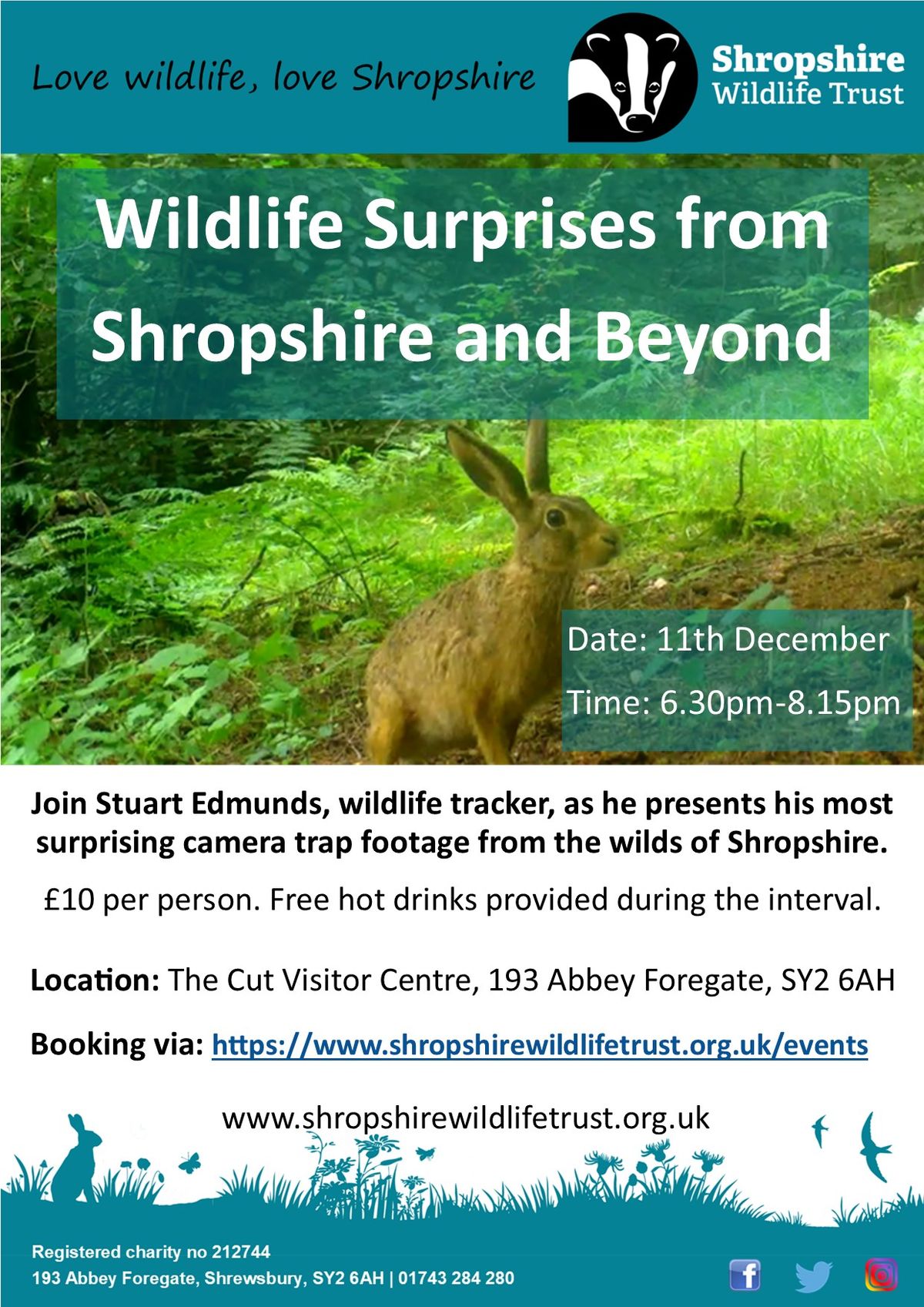 Wildlife Surprises from Shropshire and Beyond! Talk by wildlife tracker Stuart Edmunds