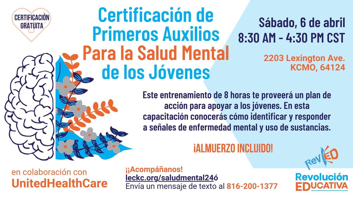 Certificaci\u00f3n de Primeros Auxilios Para la Salud Mental de los J\u00f3venes 