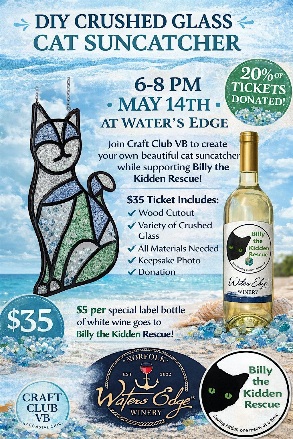 DIY Crushed Glass Cat Suncatcher- Waters Edge Winery