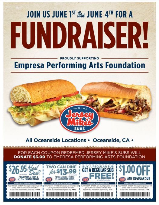 June Dine Out Knights! Jersey Mikes, Jersey Mike's Subs, Oceanside, 1