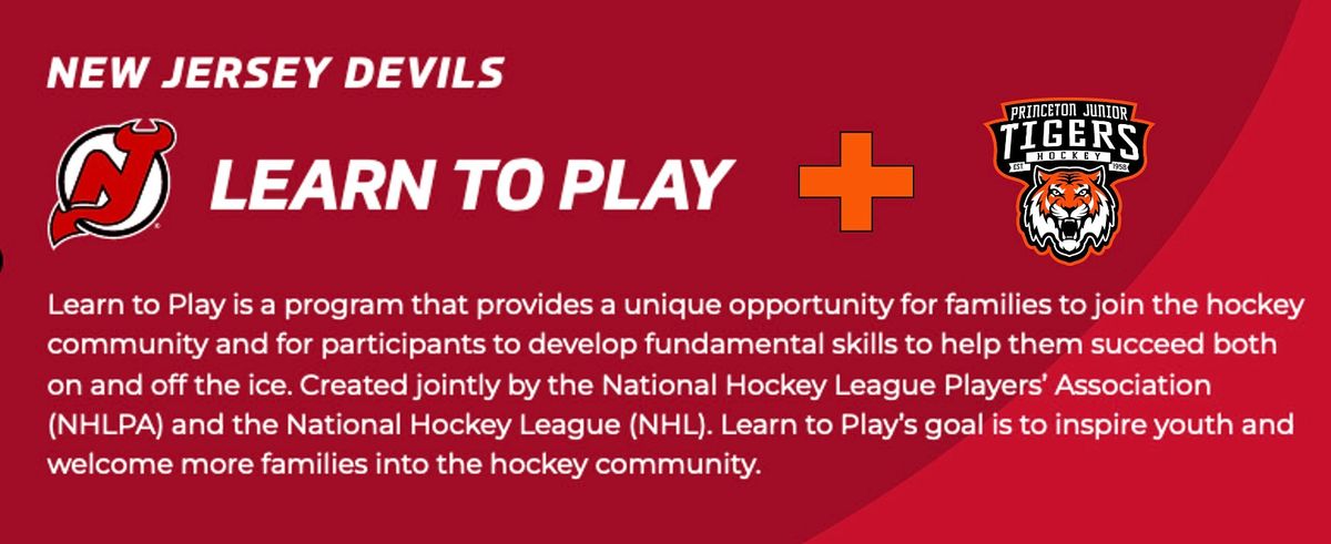 2024 NJ Devils Learn to Play Registration at Baker Rink