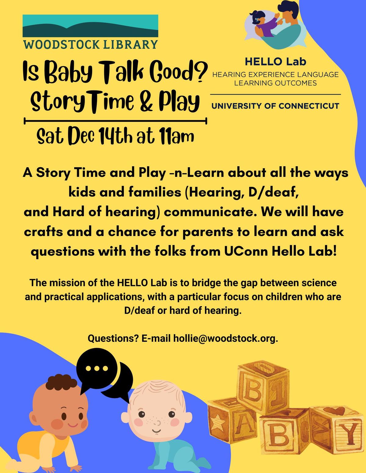 Is Baby Talk Good? A Storytime and Play-n-Learn with UConn Hello Lab