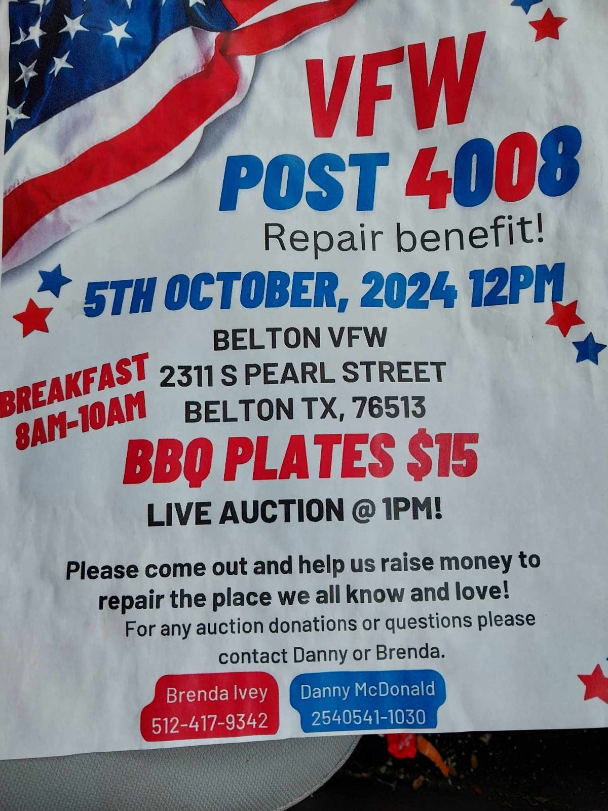 Belton VFW Post 4008 Benefit for repairs