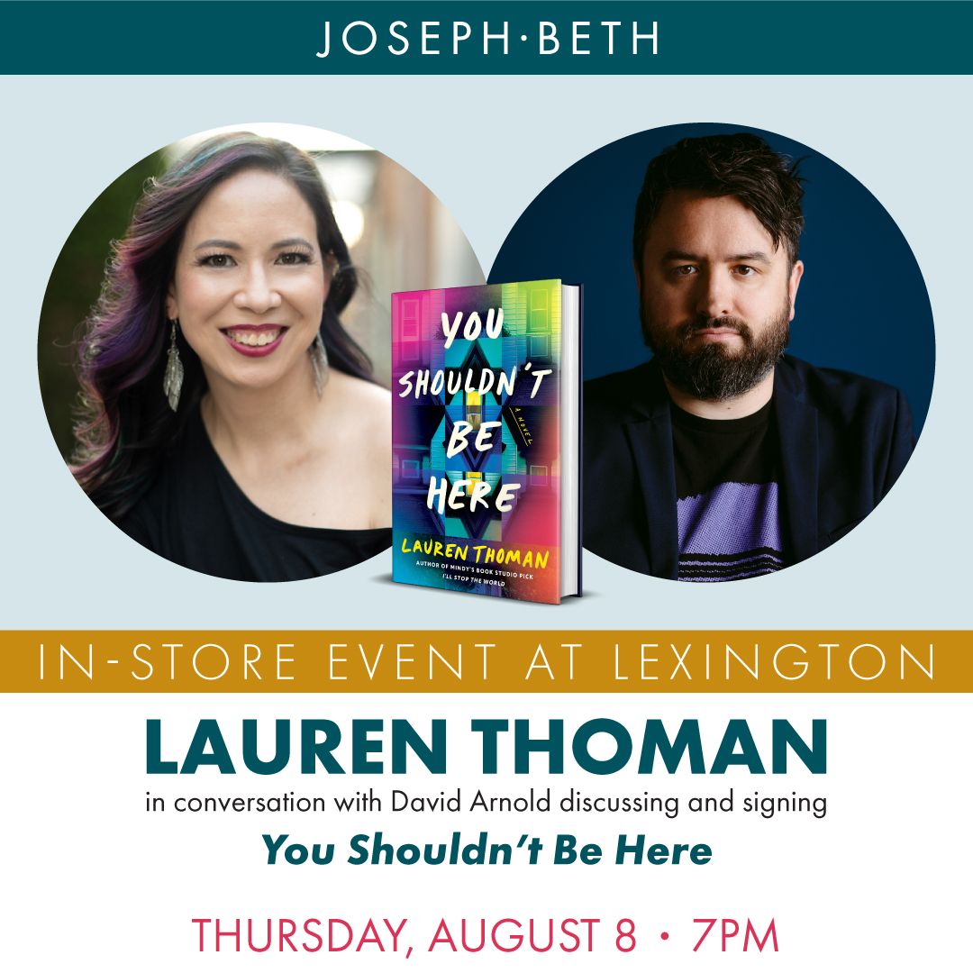 Lauren Thoman in conversation with David Arnold discussing and signing You Shouldn\u2019t Be Here