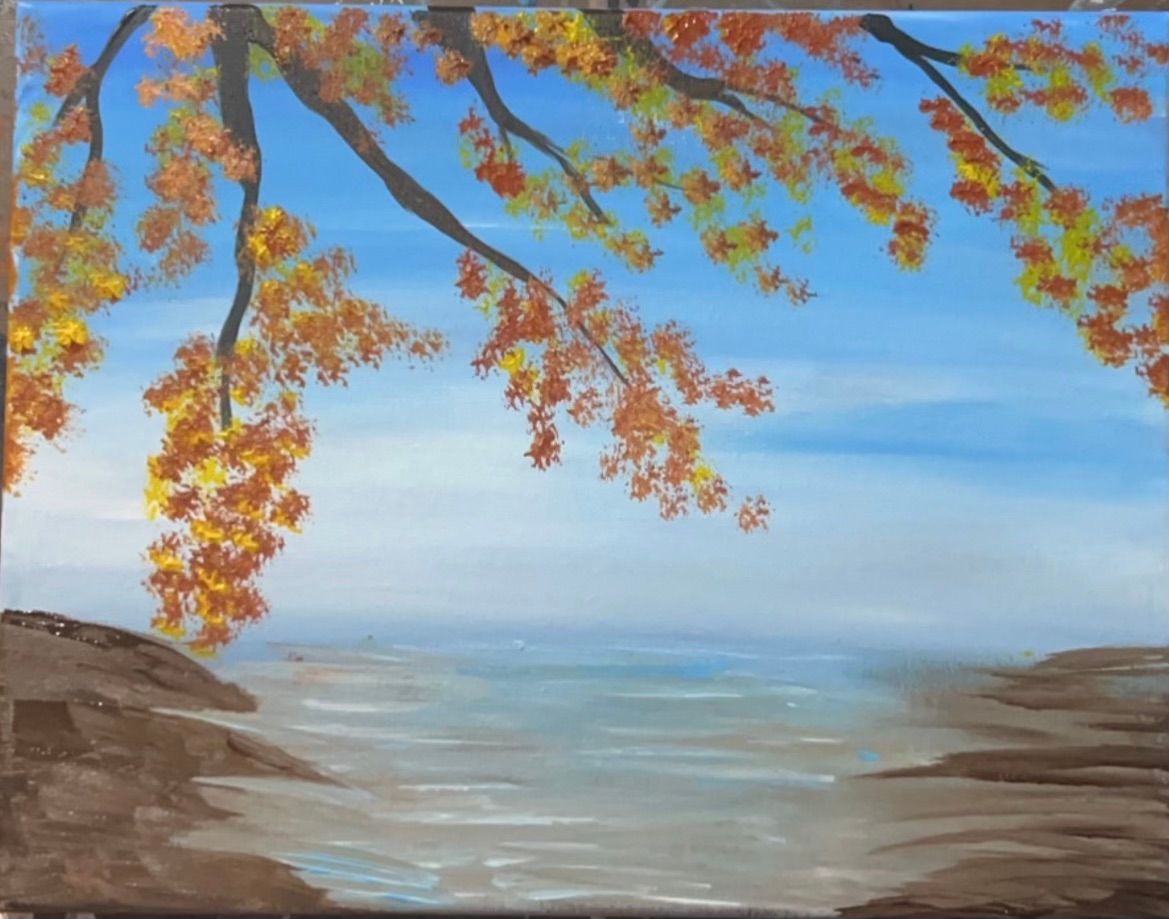 Fall Pond Painting Class  $35  10-21-25  6:30-8:30