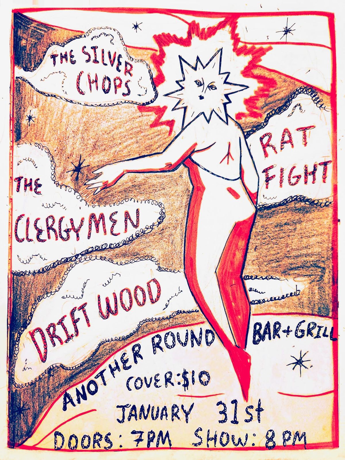 RAT FIGHT, The Silver Chops, Driftw00d & The Clergymen @ Another Round Bar and Grill