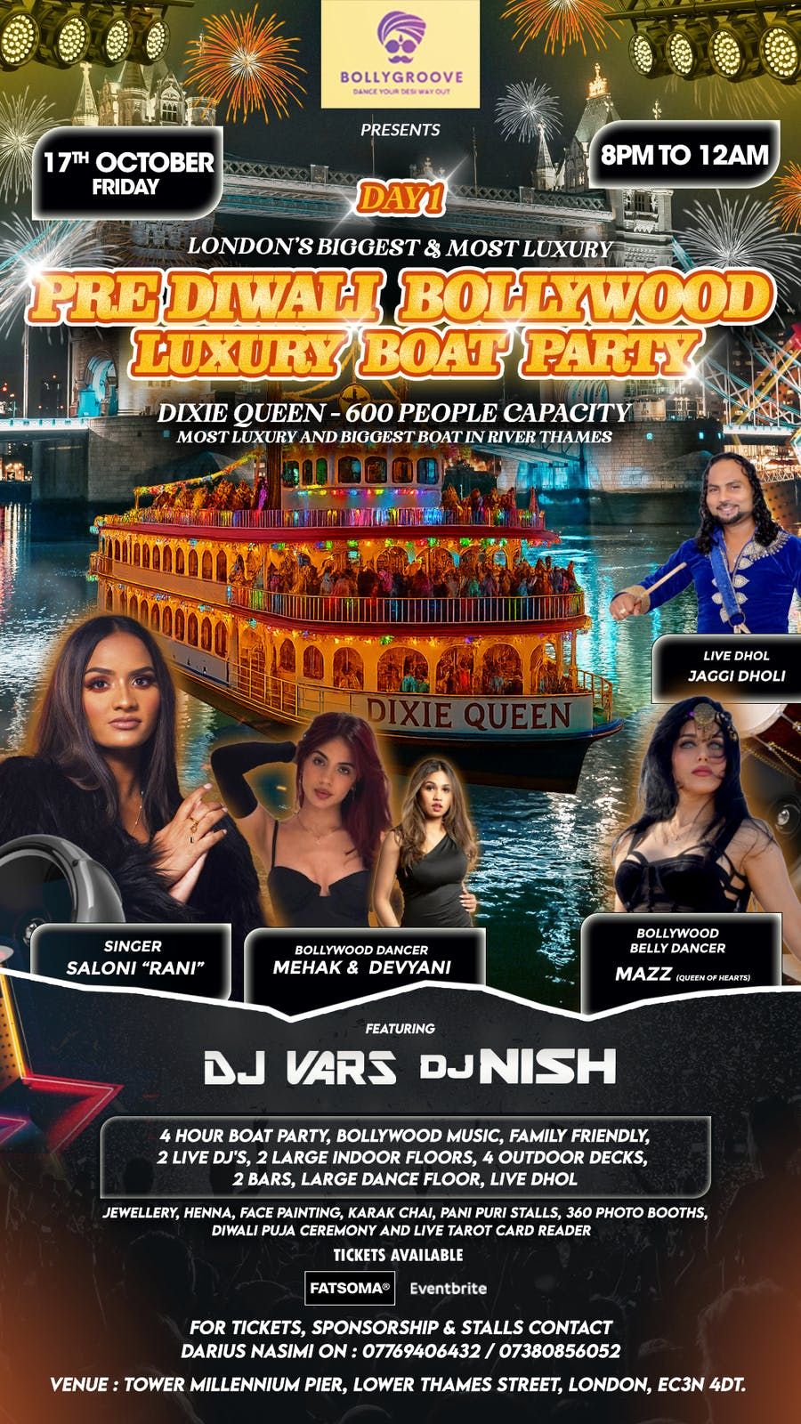 DAY 1 - LONDON'S BIGGEST &amp; MOST LUXURY PRE-DIWALI BOLLYWOOD BOAT PARTY 2025