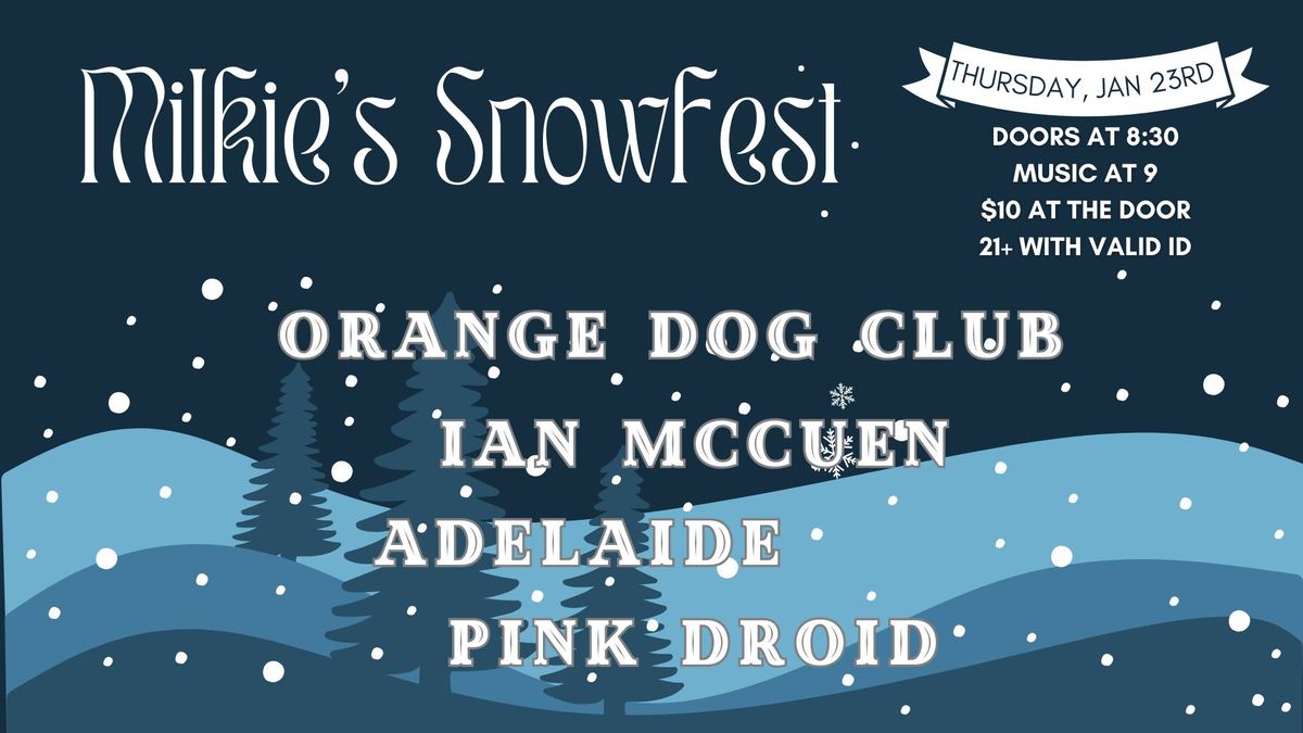 Milkie's Snowfest with Orange Dog Club, Ian McCuen, adelaide, and Pink Droid