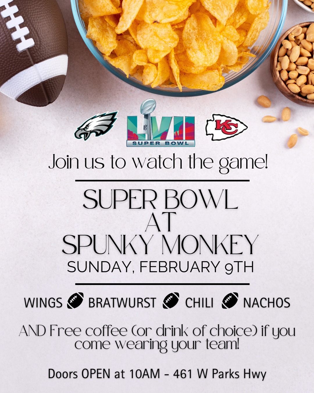 Super Bowl 2025 at Spunky Monkey Alaska!