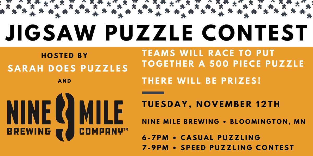 Team Jigsaw Puzzle Contest at Nine Mile Brewing with Sarah Does Puzzles