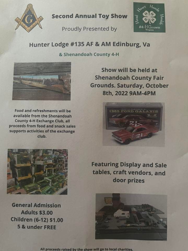 Second Annual Toy Show , Proudly presented by Hunter lodge 135 AF & AM