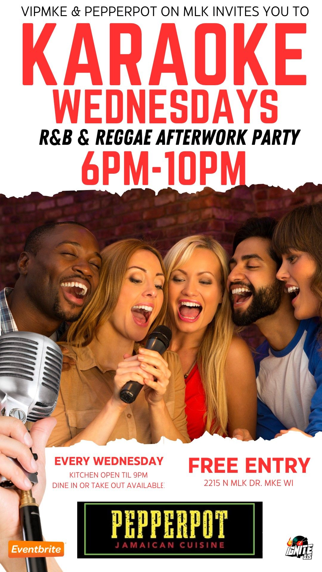 WINE DOWN R&B & REGGAE KARAOKE WEDNESDAYS at Pepperpot on MLK