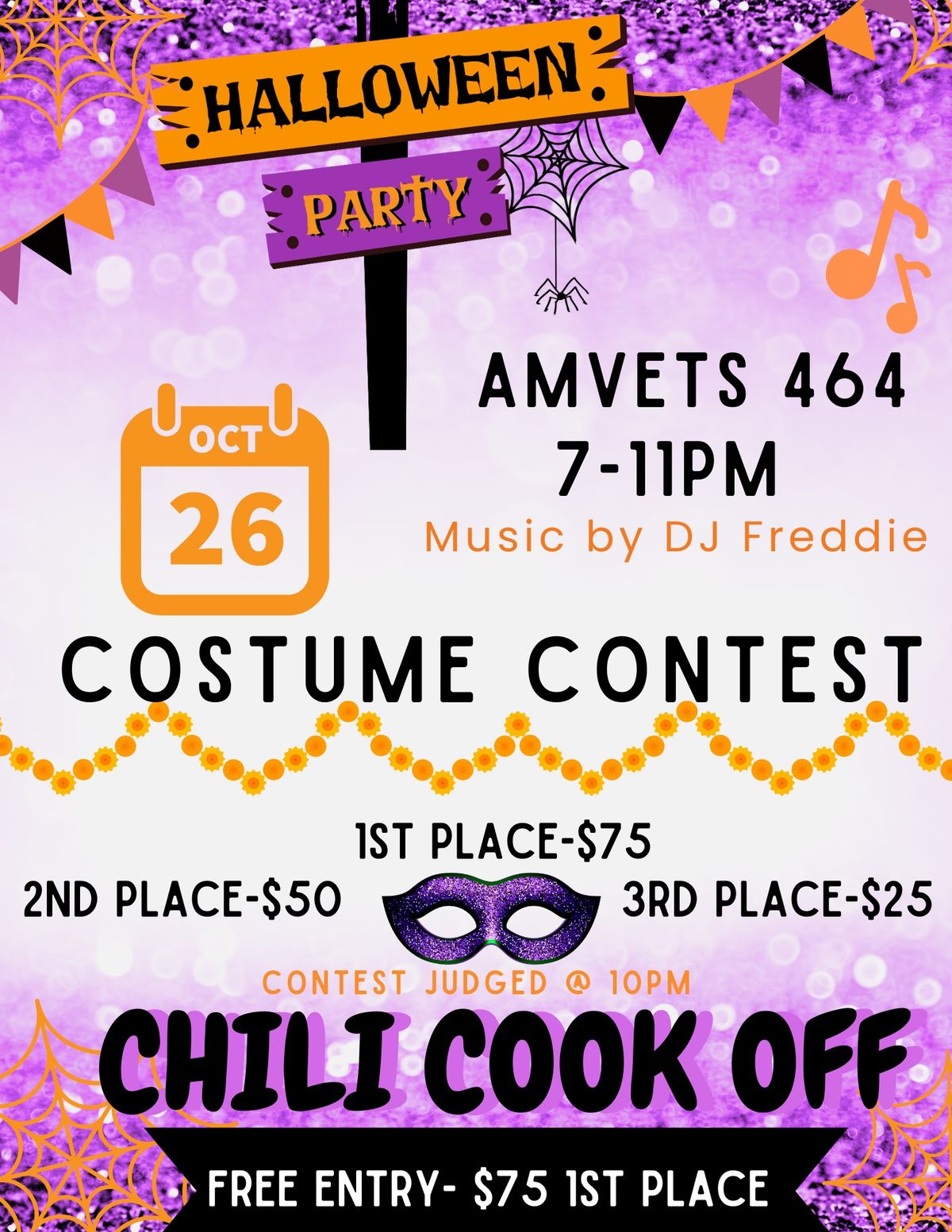 Chili cookoff \/ Halloween party with DJ Magic