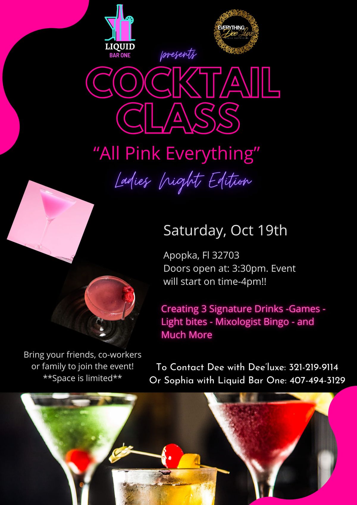 Cocktail Class- "All pink everything" Ladies night edition