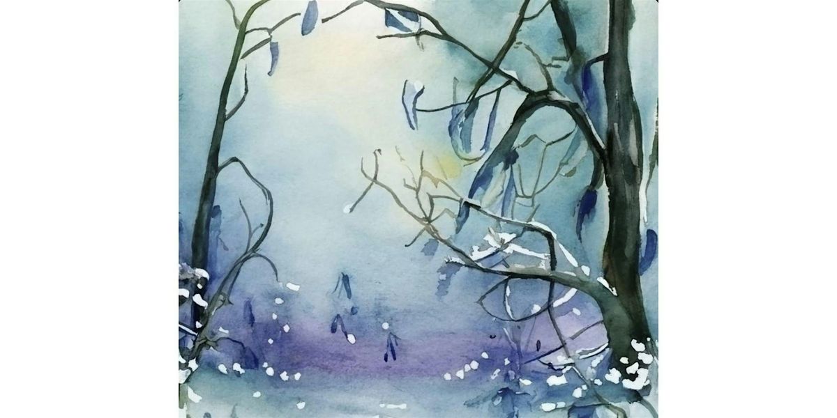 Watercolor and Acrylic  Forest in the Winter Painting Class