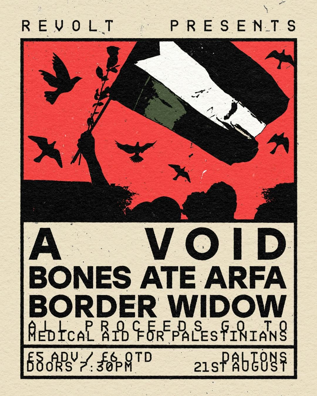 REVOLT presents: A VOID + Bones Ate Arfa + Border Widow