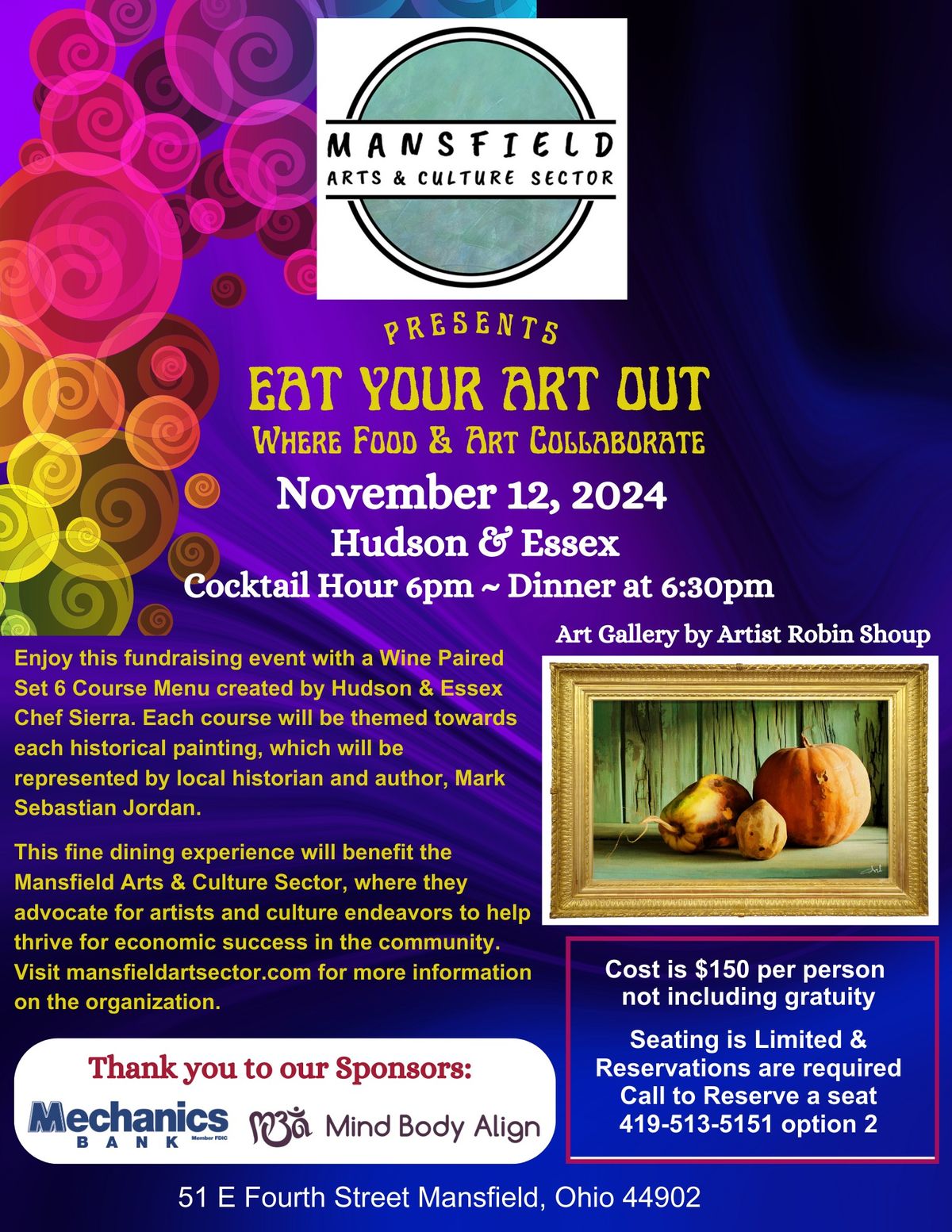 Mansfield Arts & Culture Sector presents Eat Your Art Out @ Hudson and Essex