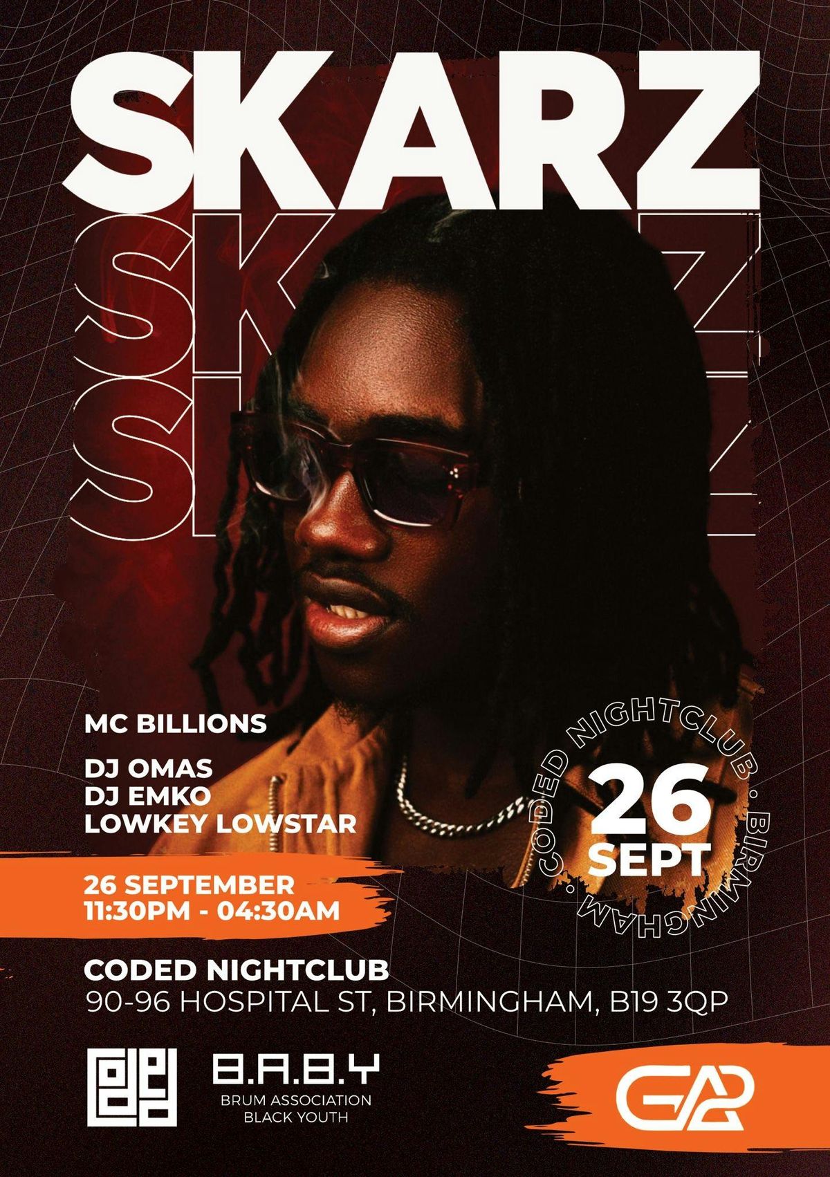 SKARZ (Live Performance) Friday Sept 26th - Coded Birmingham