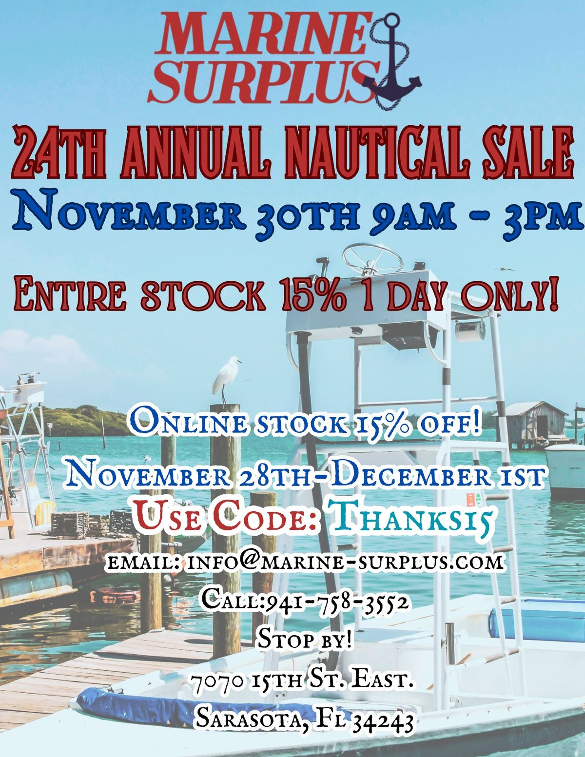 \ud83d\udca5MARINE SURPLUS 24th Annual Nautical Sale\ud83d\udca5