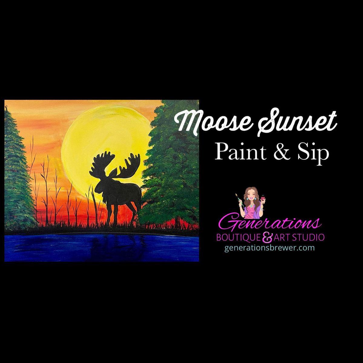 Moose Sunset Paint and Sip