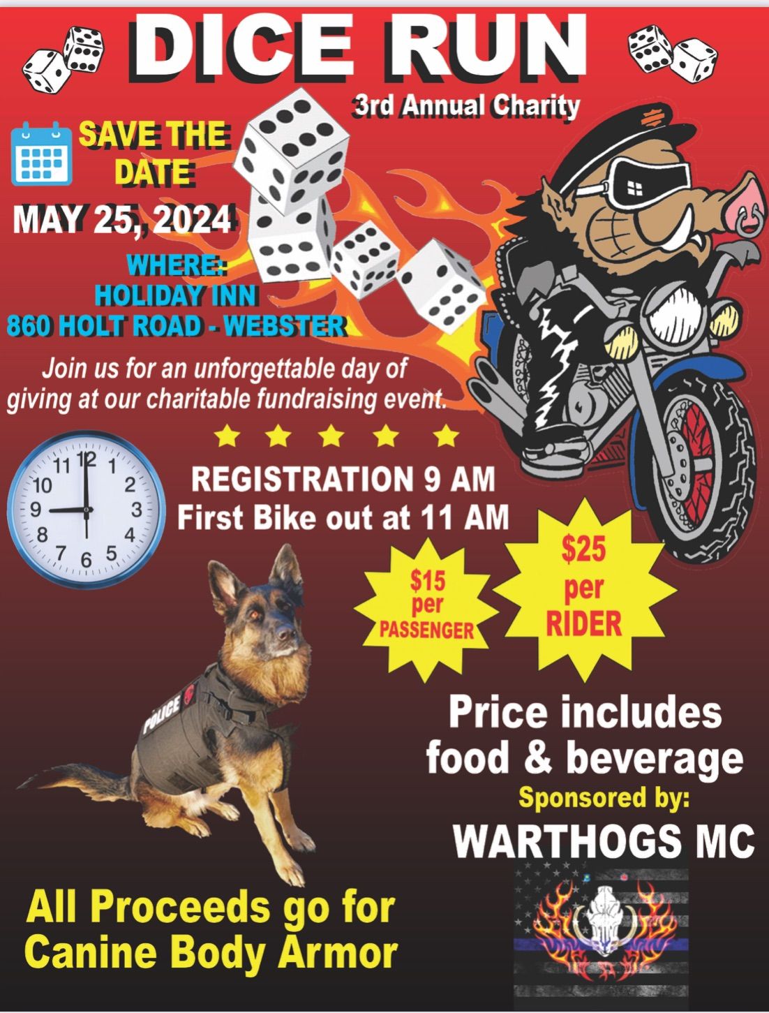 Rochester Warthogs 3rd annual charity event -Dice run