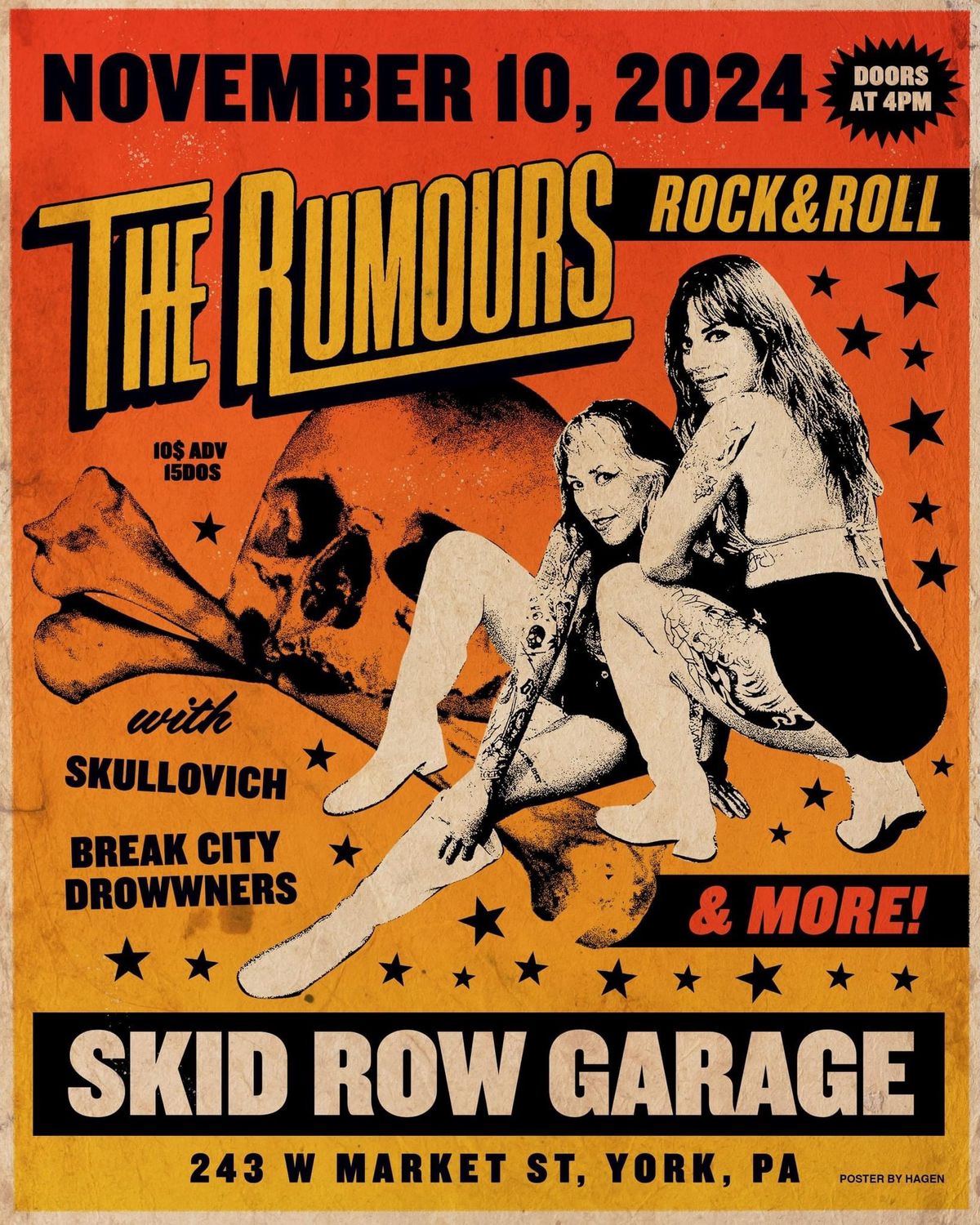 The Rumours, Skullovich, ????,  and Break City Drowwners at Skid Row Garage