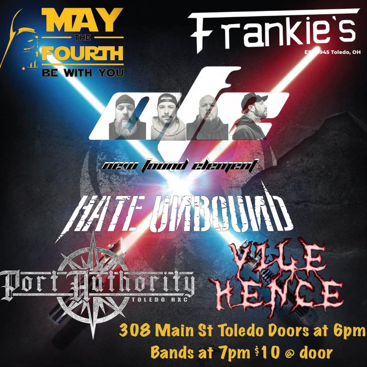 New Found Element, Hate Unbound, Port Authority, Vile Hence LIVE at Frankies May 4th!