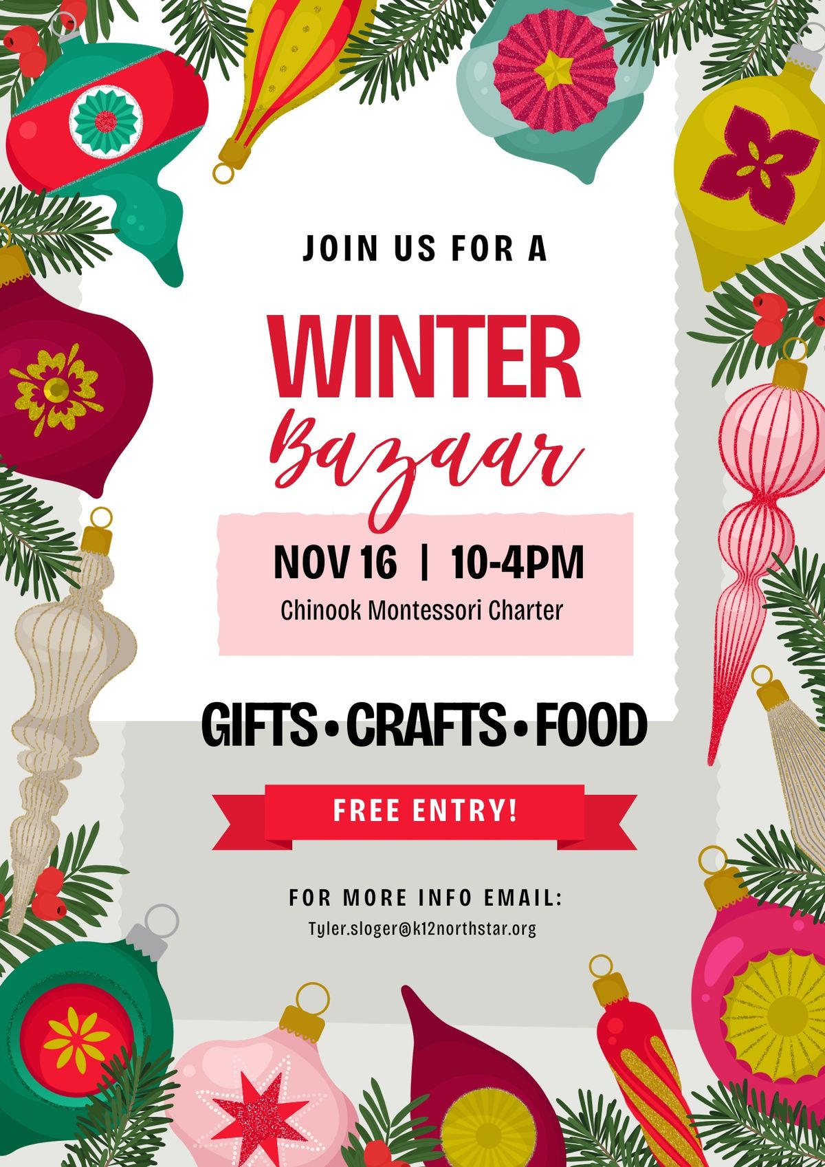 Chinook Montessori 2024 Winter Bazaar