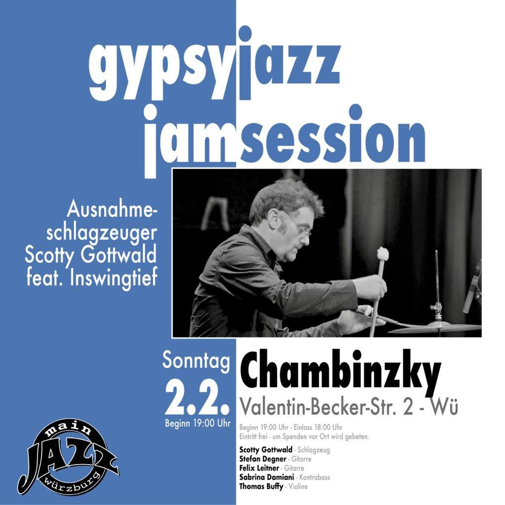 56. Gypsy Jazz Jam Session - Inswingtief feat. Scotty Gottwald an Snare und Hi-Hat