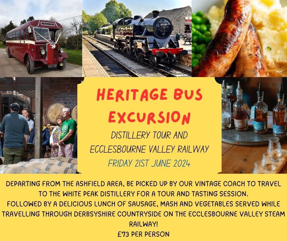 Day trip by vintage bus - Distillery Tour and Tasting, Steam train Journey with lunch included  