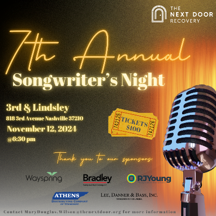 The Next Door Recovery - 7th Annual Songwriter Night