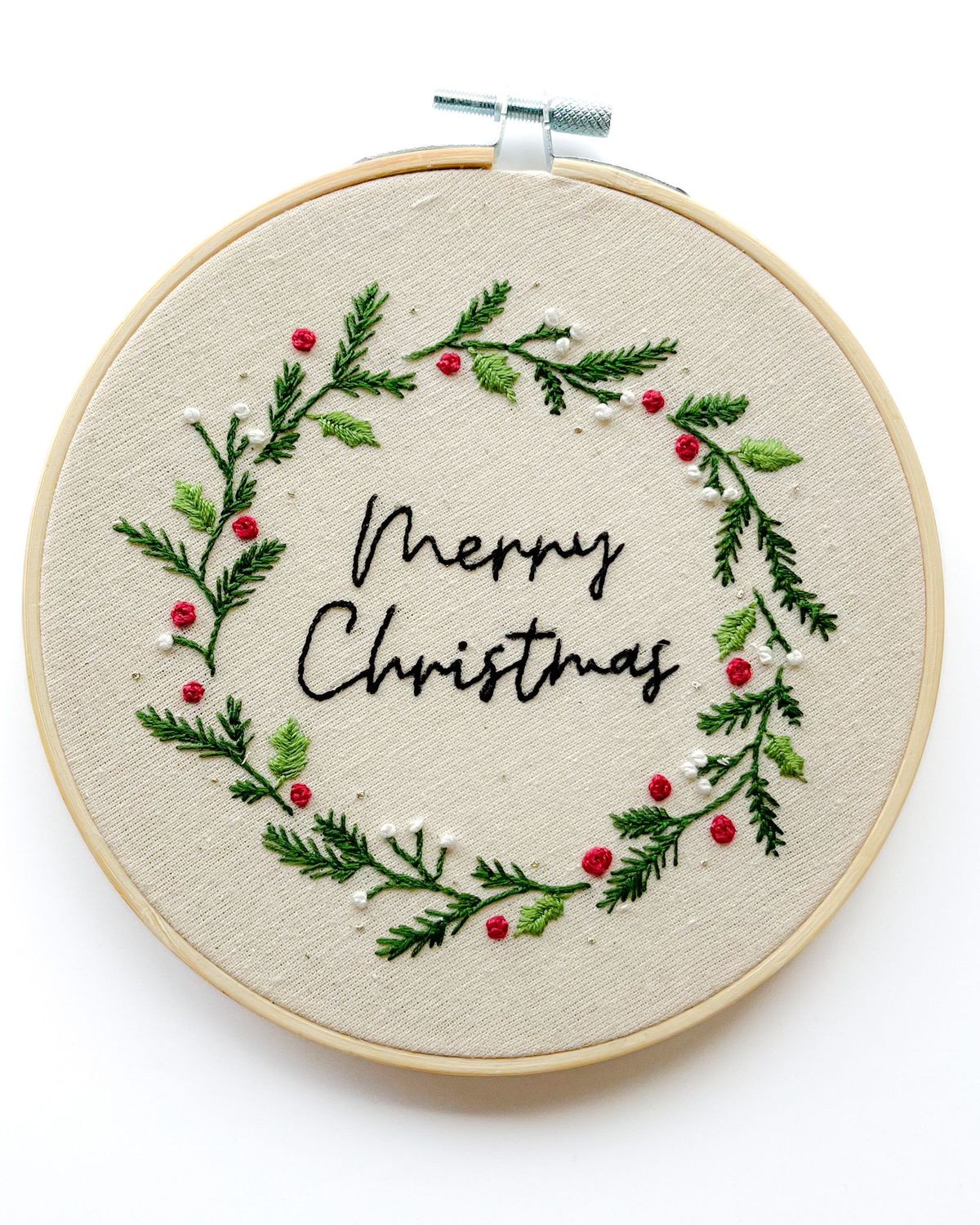 Christmas Wreath Hoop Embroidery