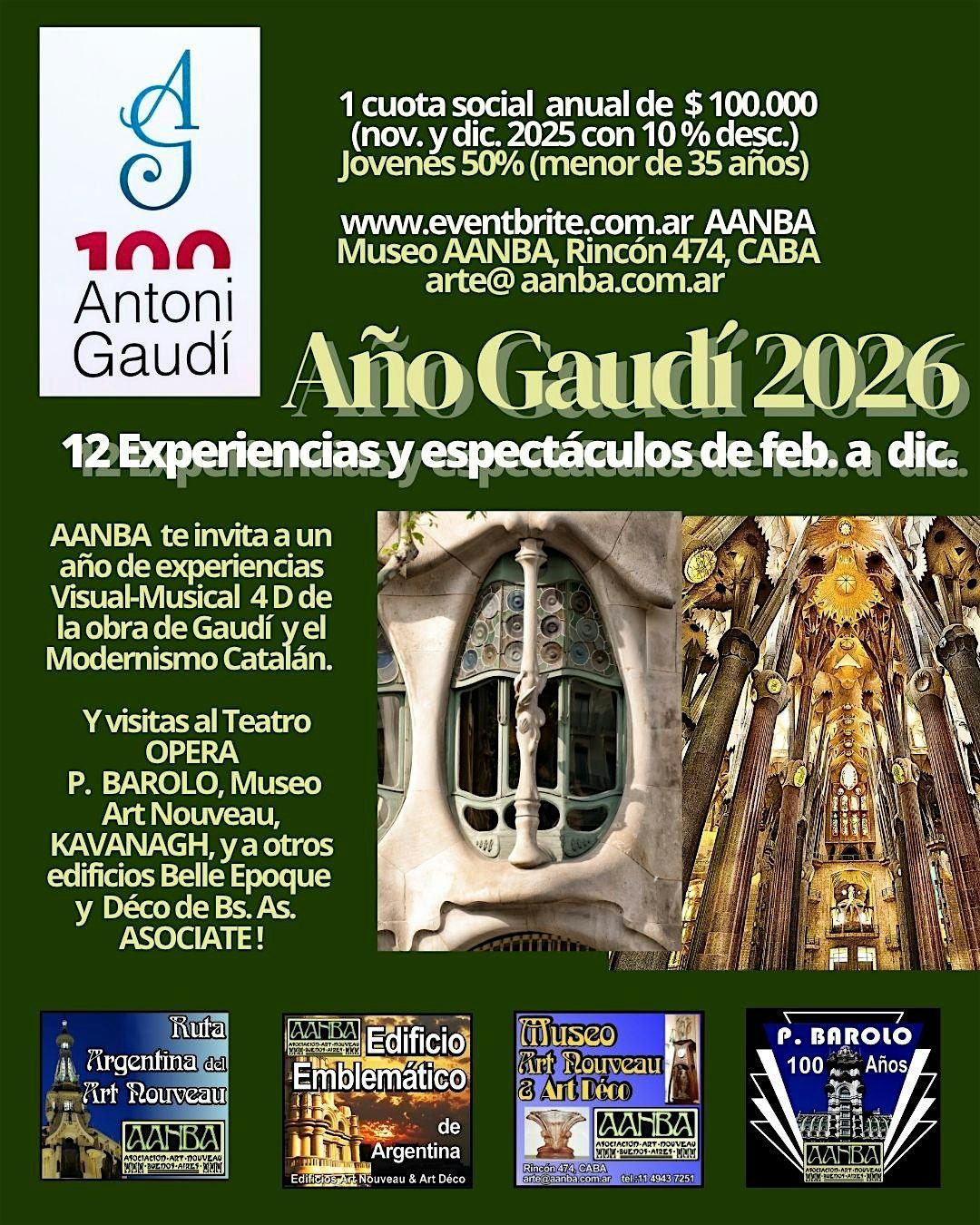 CICLO 2026 GAUD\u00cd: 12 Experiencias, Shows, visitas y eventos de Feb. a Dic.