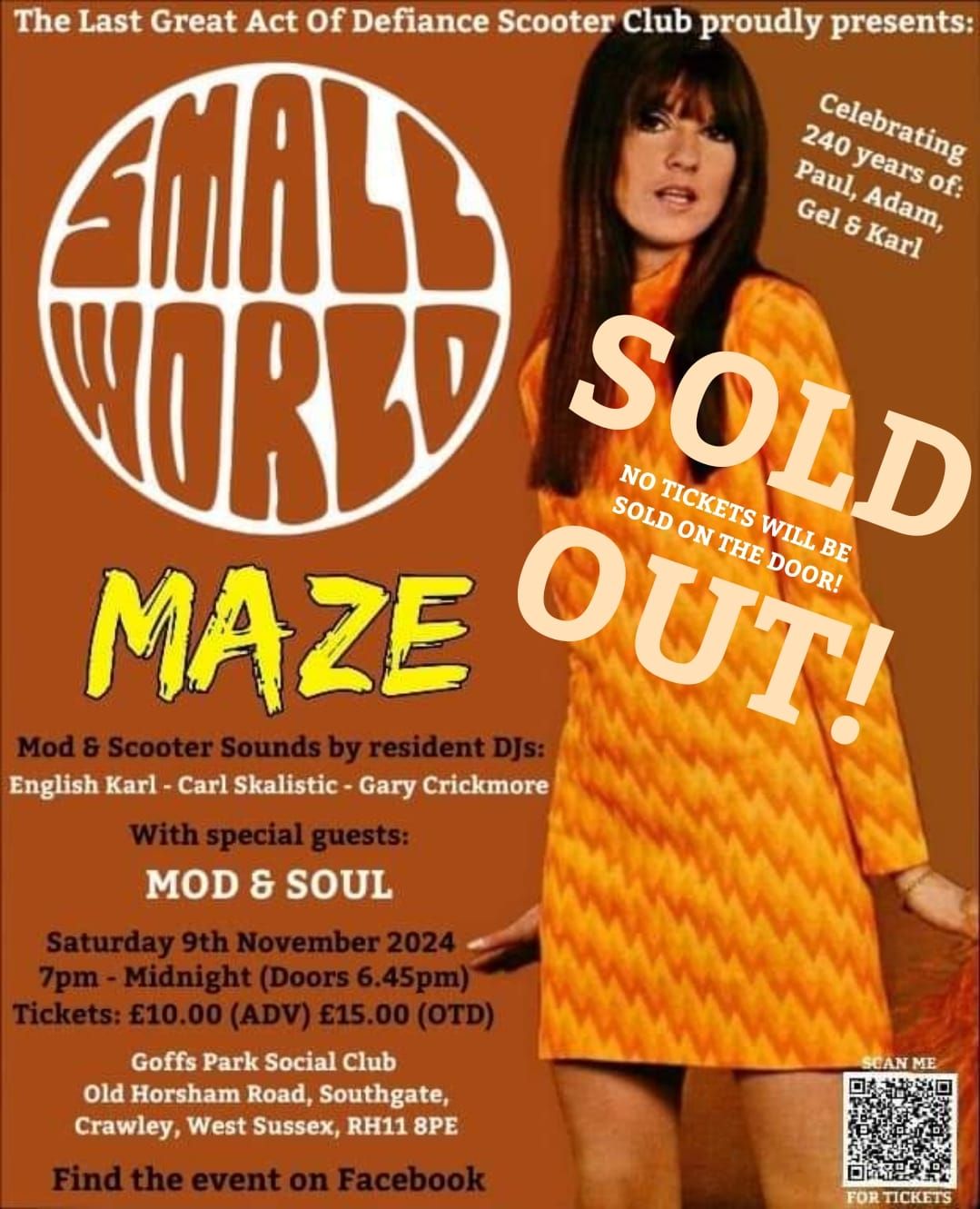 SMALL WORLD & MAZE + DJs in CRAWLEY - SATURDAY 9th NOVEMBER 2024 - GOFFS PARK SOCIAL CLUB