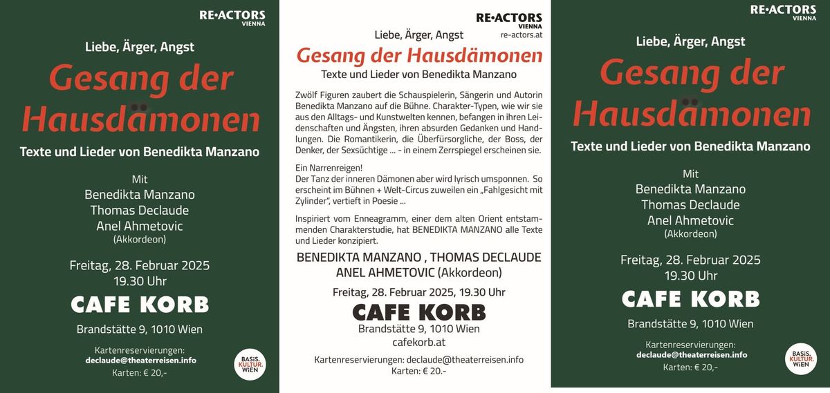 LIEBE - \u00c4RGER - ANGST "Gesang der Hausd\u00e4monen" - Texte und Lieder von Benedikta Manzano