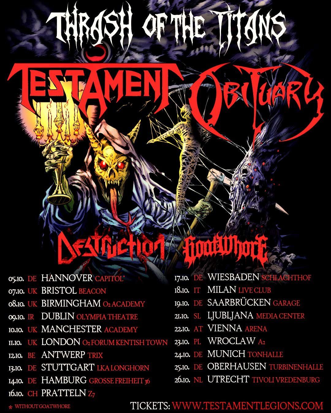 Testament & Obituary London Tickets