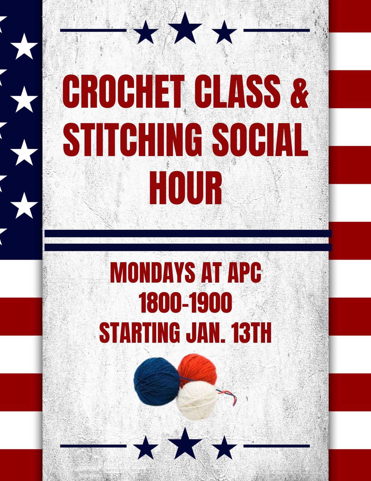 Crocheting Class and Stitching Social Hour