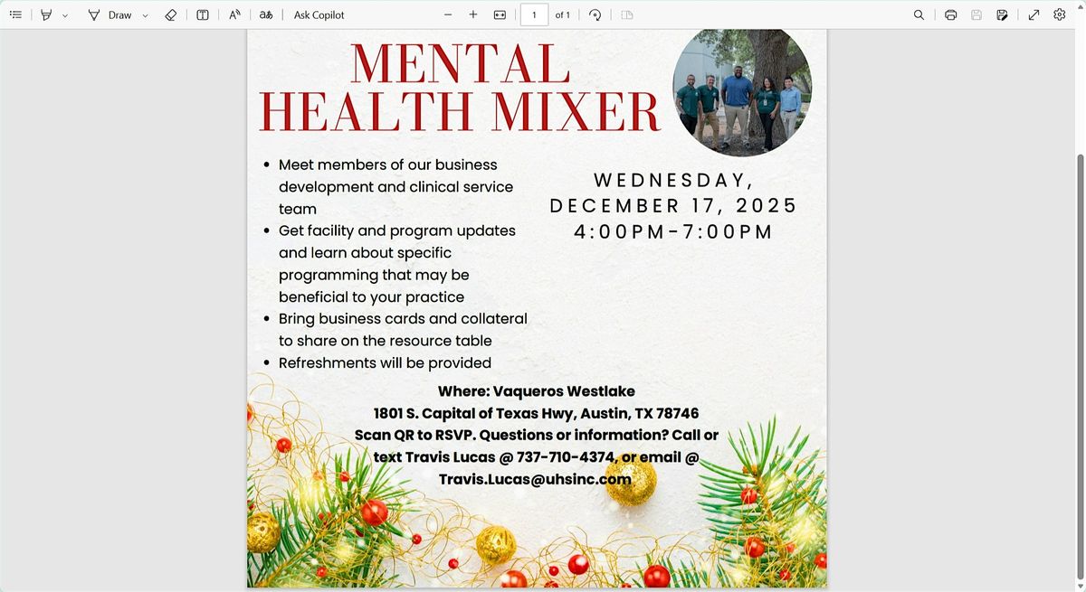 Holiday Mental Health Mix n Mingle with Austin Oaks Hospital
