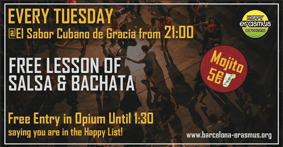 \u2605 EVERY TUESDAY: El Sabor Cubano + Opium \u2605 FREE Salsa&Bachata class \u2605