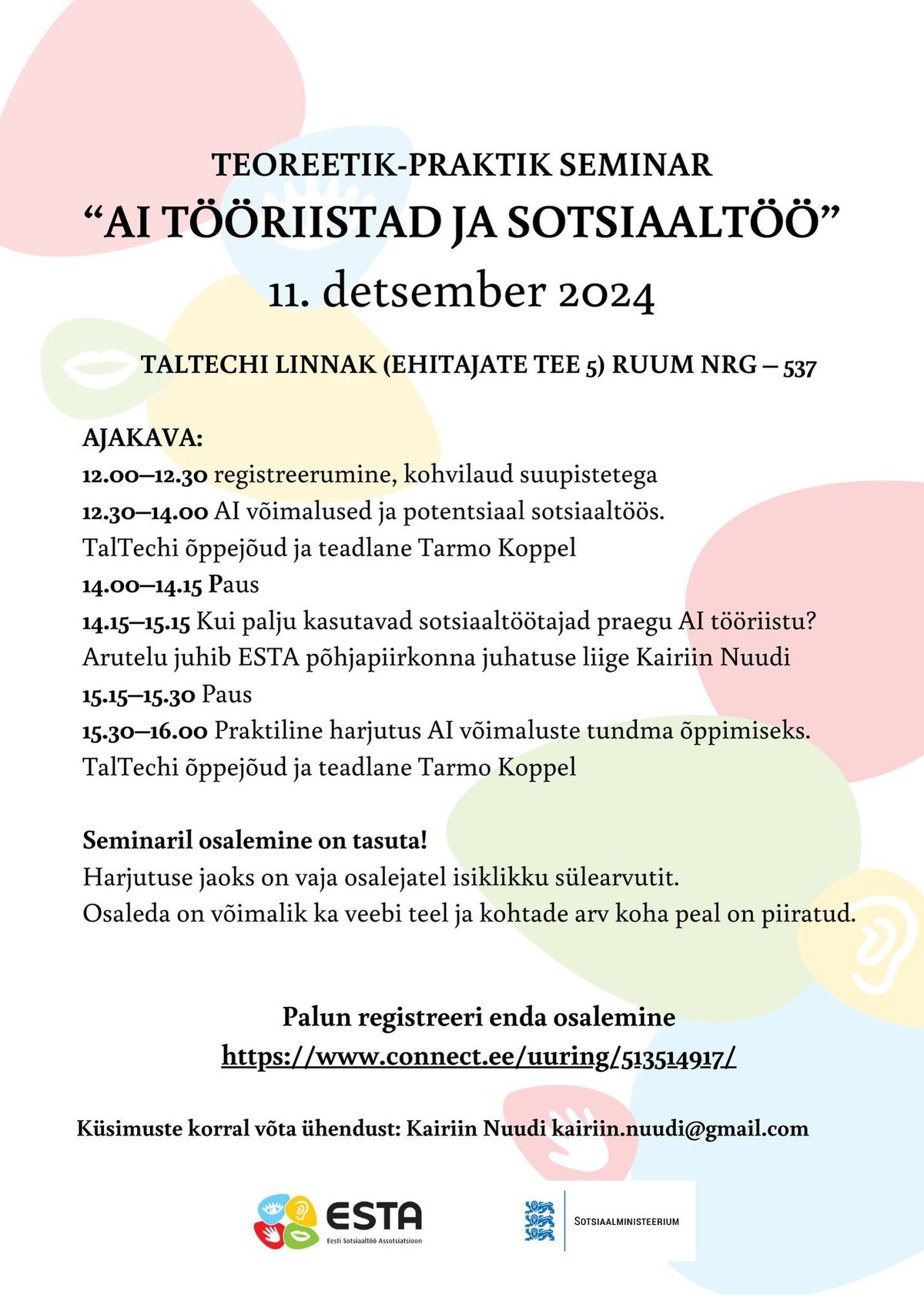 Teoreetik-praktik seminar \u201cAI t\u00f6\u00f6riistad ja sotsiaalt\u00f6\u00f6\u201d