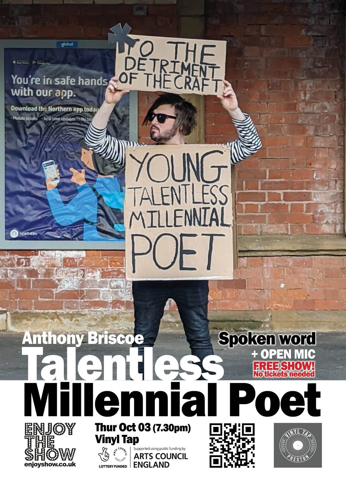 Anthony Briscoe: Talentless Millennial Poet + open mic (SPOKEN WORD \u2013 COMEDY)